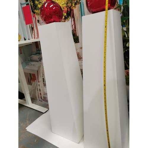 227 - 2 White Painted Tapering Plinths (100cm H x 17cm W at top)