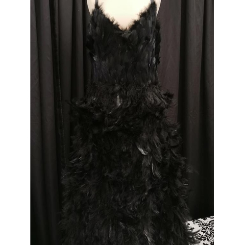 229 - Black Feather Dress (Size 10/12)