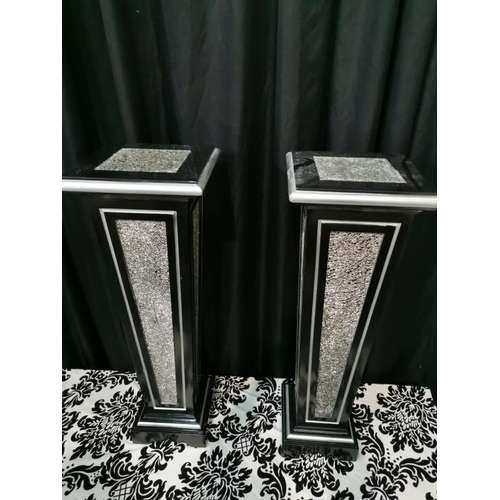 250 - Pair of Silver and Black 20's style Plinths (New) 90cm