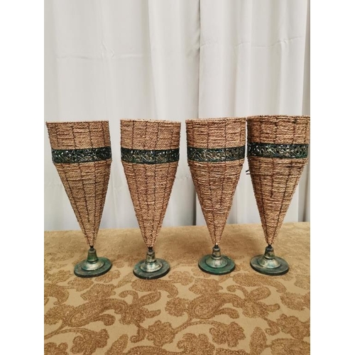 284 - 4 Metal and Wicker Stemmed Baskets (60cm H)