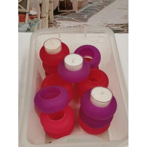 285 - Box of 16  Purple and Red Resin Votives