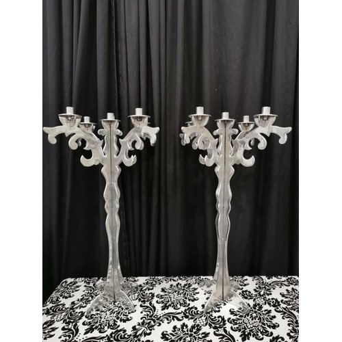 295 - Set of 2 Designer Modern Style Aluminium Candelabra