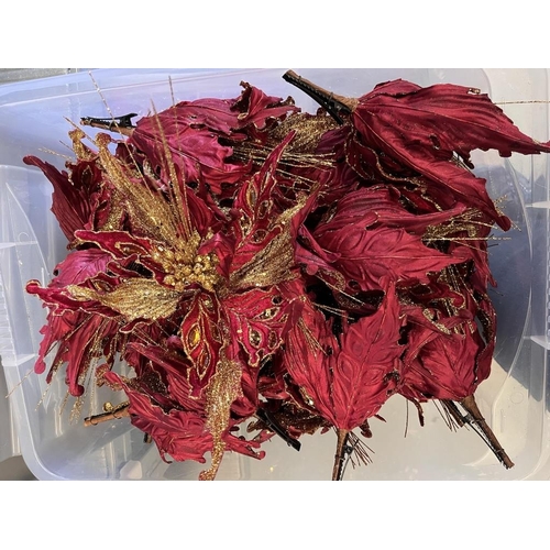 298 - Box of Gold and Red Glitter Clip Poinsettia