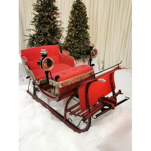 3 - Victorian Sleigh - Original Sleigh with genuine Upholstery and Trims. Placed on Roller Base for ease... 