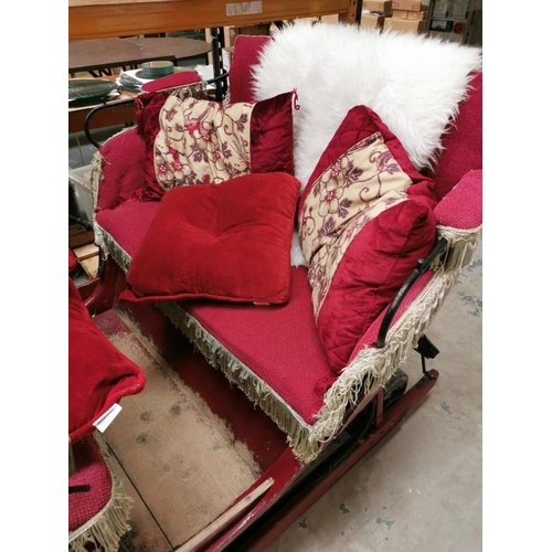 3 - Victorian Sleigh - Original Sleigh with genuine Upholstery and Trims. Placed on Roller Base for ease... 