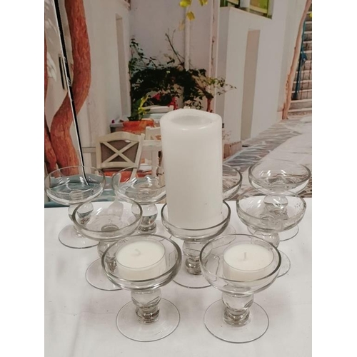 30 - Glass Stemmed Candle Holder, also fits small Oasis Bowl for Florals