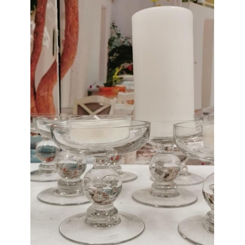 30 - Glass Stemmed Candle Holder, also fits small Oasis Bowl for Florals