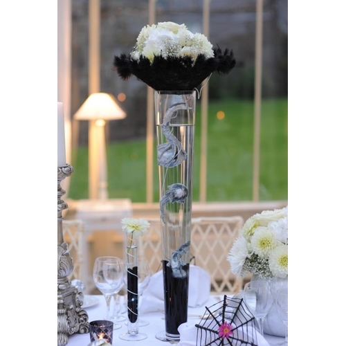 300 - Box of Black Feather and Wicker Bouquet Holders