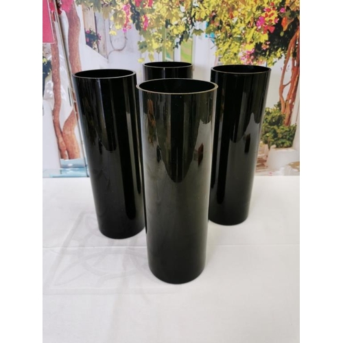 307 - 10 x Black 30cm x 10cm Vases