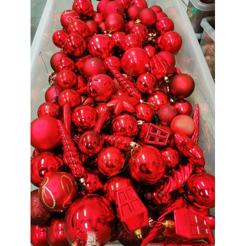 309 - Box of Red Baubles, mixed designs