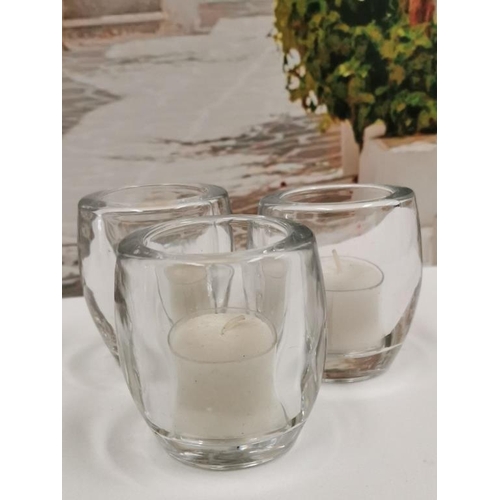 340 - Box of Thick Glass Clear Votives