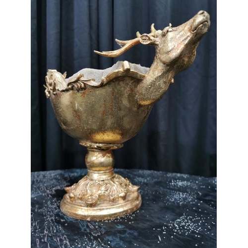 346 - Gold Ornate Stag Bowl  - Ready for Faux Christmas arrangement