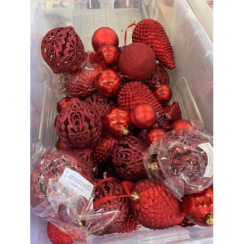 354 - Box of Red Cone Baubles and Filigree Red Glitter Baubles