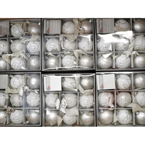 375 - Box of new Silver Baubles - Premier Decorations