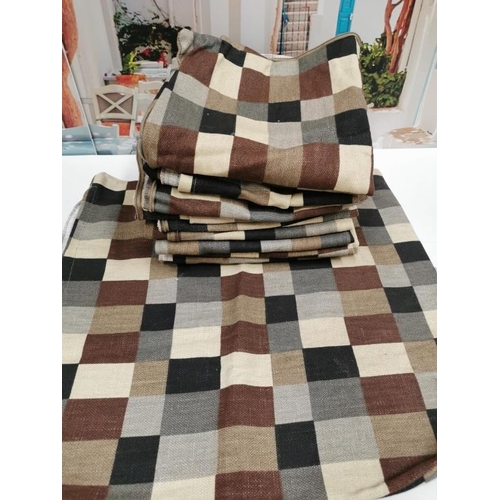 379 - Box of Brown and Cream Check Cushion Covers