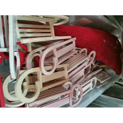 387 - Box of Small Wooden Sleighs and Candy Cane