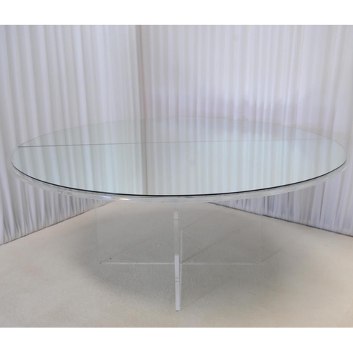 389 - 6ft Perspex Table with Mirror Top in two halves Mirror : 1788mm x 6mm with chamfered edges / Table T... 