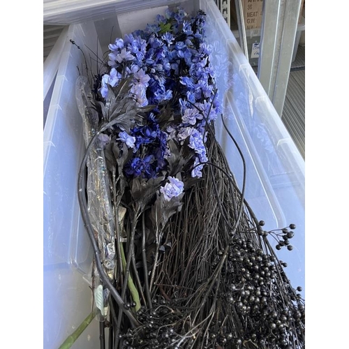 396 - Box of Blue and Black Floral Decor