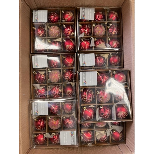 53 - Box of New Red Baubles from Premium Decorations