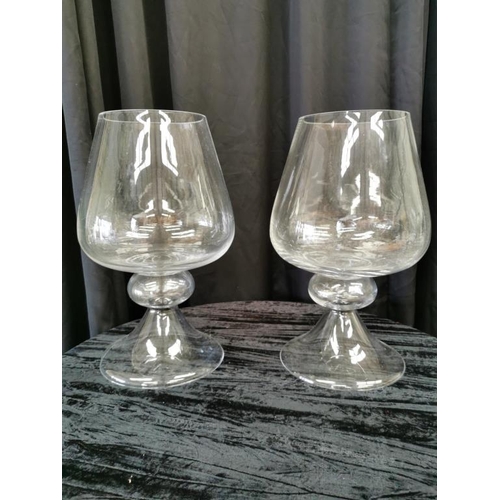 57 - 2 Large Brandy Glass Vases (45cm H x 17cm D)