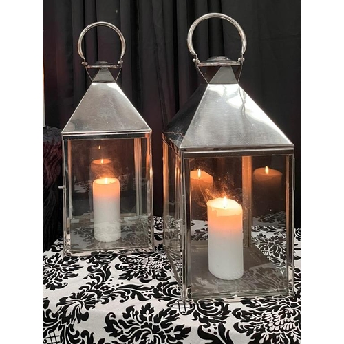 8 - Pair of Chrome Square Lanterns