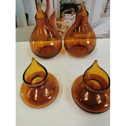 86 - 2 Hazelnut Glass Vases, 2 Large and 2 Small