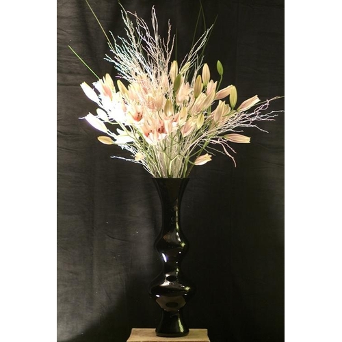 421 - High and Low Duo Black Vase (50cm and 40cm H)