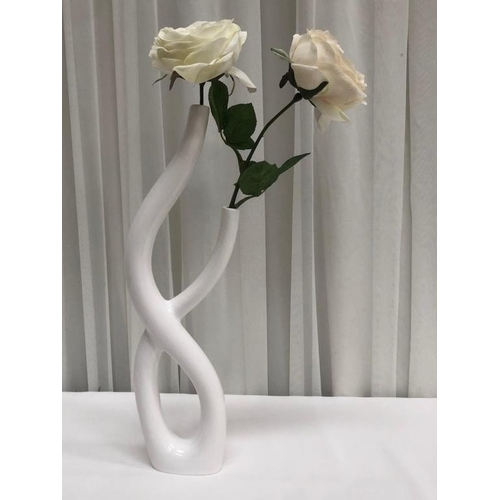 453 - White Twisted Vase (12)  - 45cm H