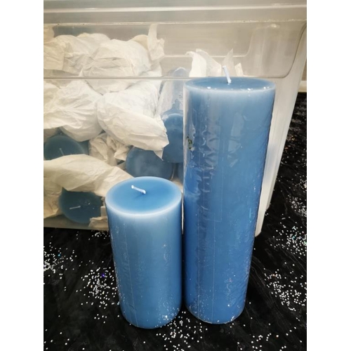 459 - Box of Blue Pillar Candles (20cm)