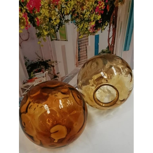 590 - 2 Glass Brown Globes