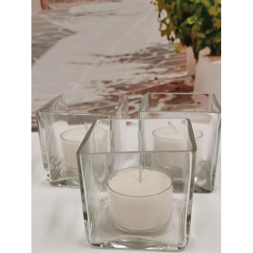 629 - Box of Square Glass Votives