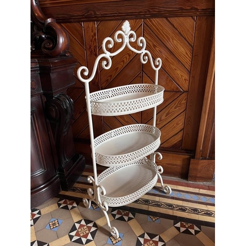 676 - Oval Cream Metal Stand with 3 tiers of Shelves