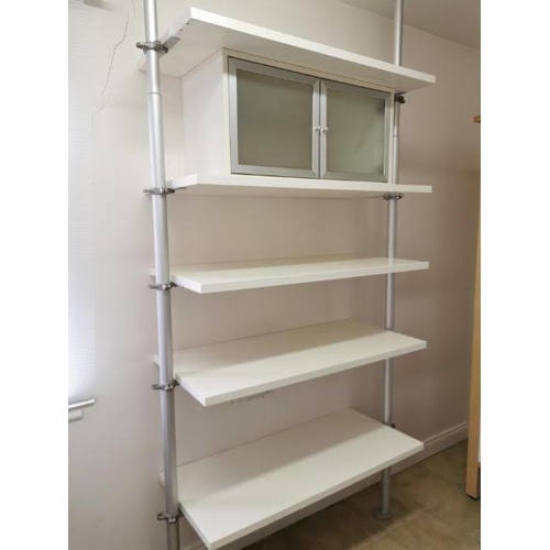 685 - Ikea White & Silver Floor to ceiling Shelving Unit