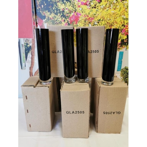 707 - Box of Black 18cm Tube Vases