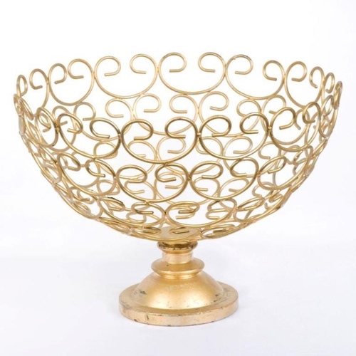 729 - Box of 14 Gold Stemmed Baskets (removable base)