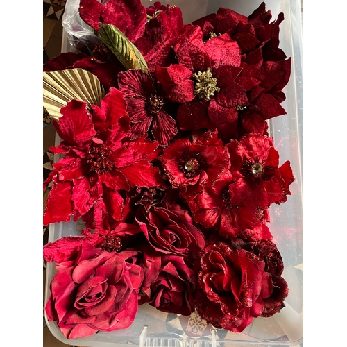 758 - Large Box of Clip-on Red Velvet Christmas Florals