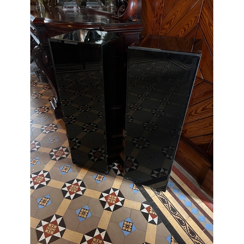 759 - 2 Black Glass Mirror plinths