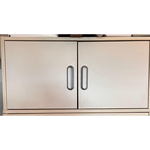 743 - Ikea Wall Unit with square Doors & Silver handles