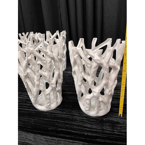 775 - 4 White Ceramic Twig Vases