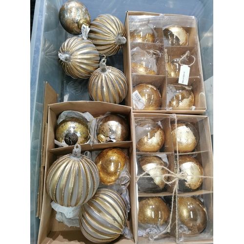 752 - Box of Glass Christmas Baubles with Gold Leaf Design by Shi Shi