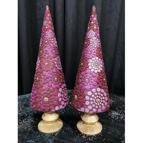 994 - Pair of Pink and Purple Christmas Trees (30cm H). Designed By Goodwill, Belgium