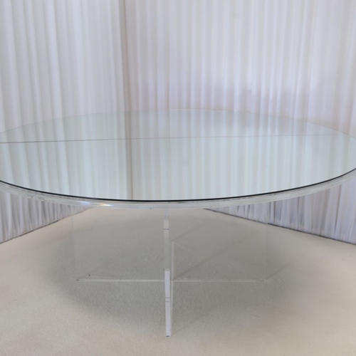 972 - 6ft Perspex Table with Mirror Top in two halves Mirror : 1788mm x 6mm with chamfered edges / Table T... 