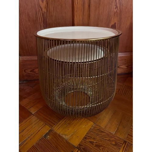 798 - Gold Metal Coffee Tables, Stackable with Lids