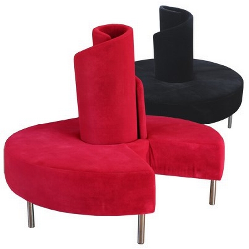 625 - 4 x Red Swirl Sofas