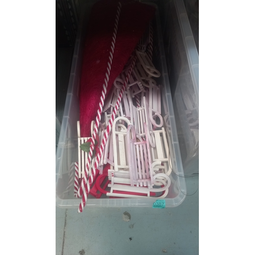 387 - Box of Small Wooden Sleighs and Candy Cane