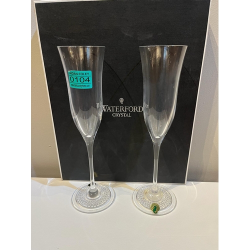 104 - Waterford Crystal Pair of Crystal Champagne Flutes (7 cm W x 28 cm H)