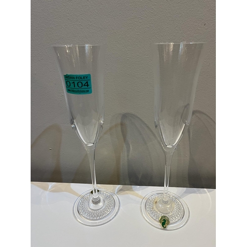 104 - Waterford Crystal Pair of Crystal Champagne Flutes (7 cm W x 28 cm H)