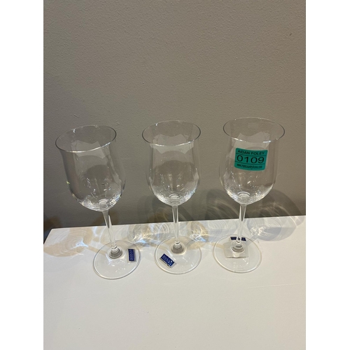 109 - Marquis for Waterford Crystal Set of Three Crystal White Wine Glasses (10 cm W x 22 cm H)