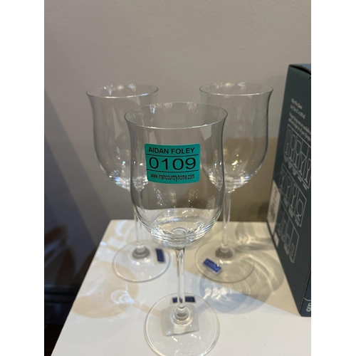 109 - Marquis for Waterford Crystal Set of Three Crystal White Wine Glasses (10 cm W x 22 cm H)