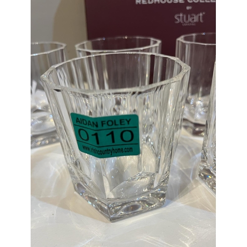 110 - The Redhouse Collection for Stuart Crystal Set of Six Tumblers (9 cm W x 10 cm H)